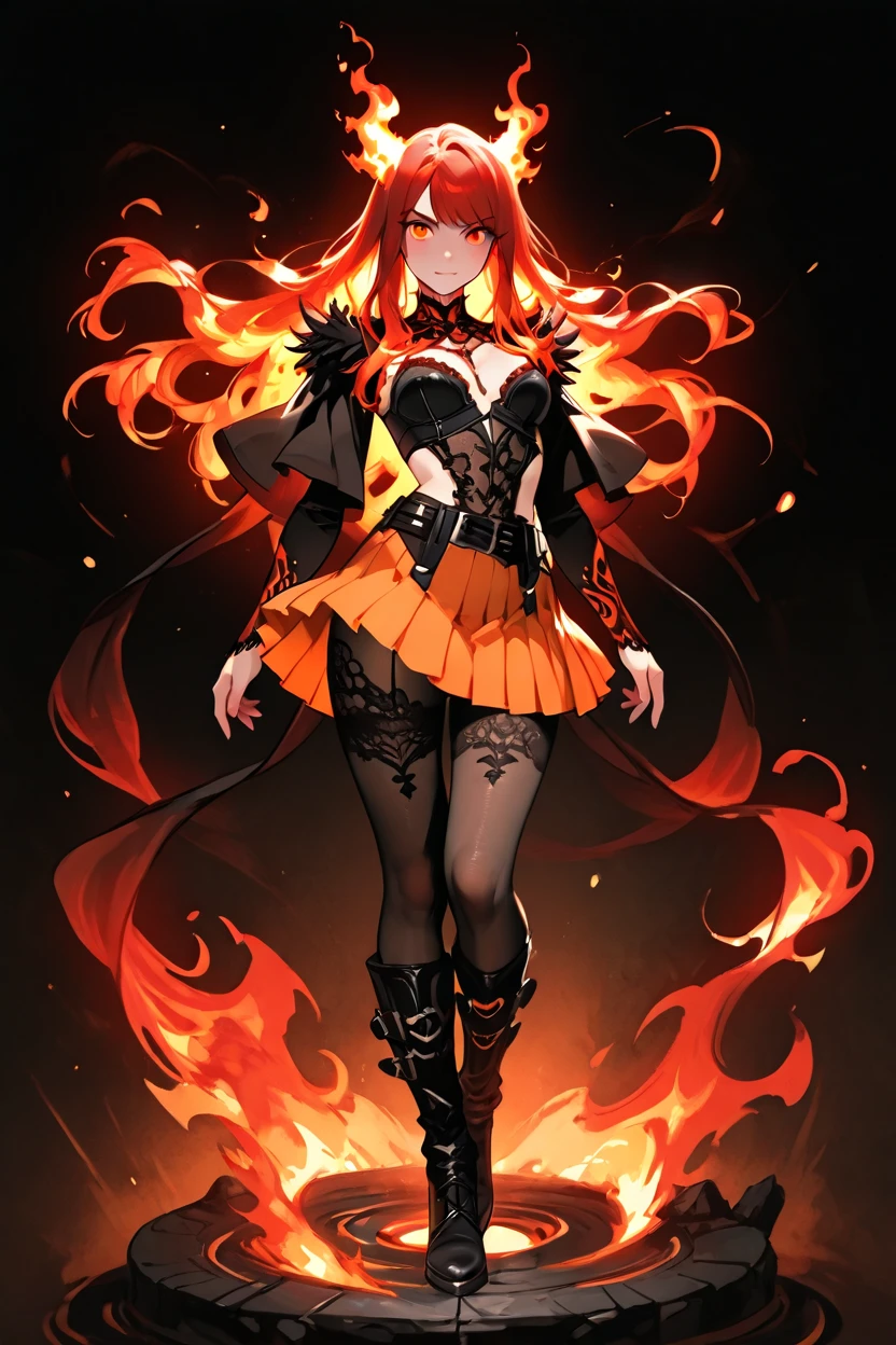 girl, unusual orange outfit, collar with spikes, full body, perfect face, interesting angle, anime style --auto --s2