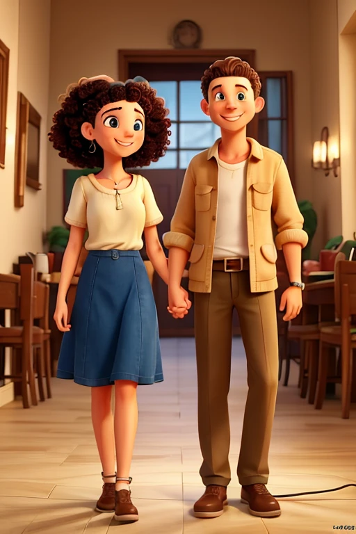 A male couple with curly hair and middle ears wants to