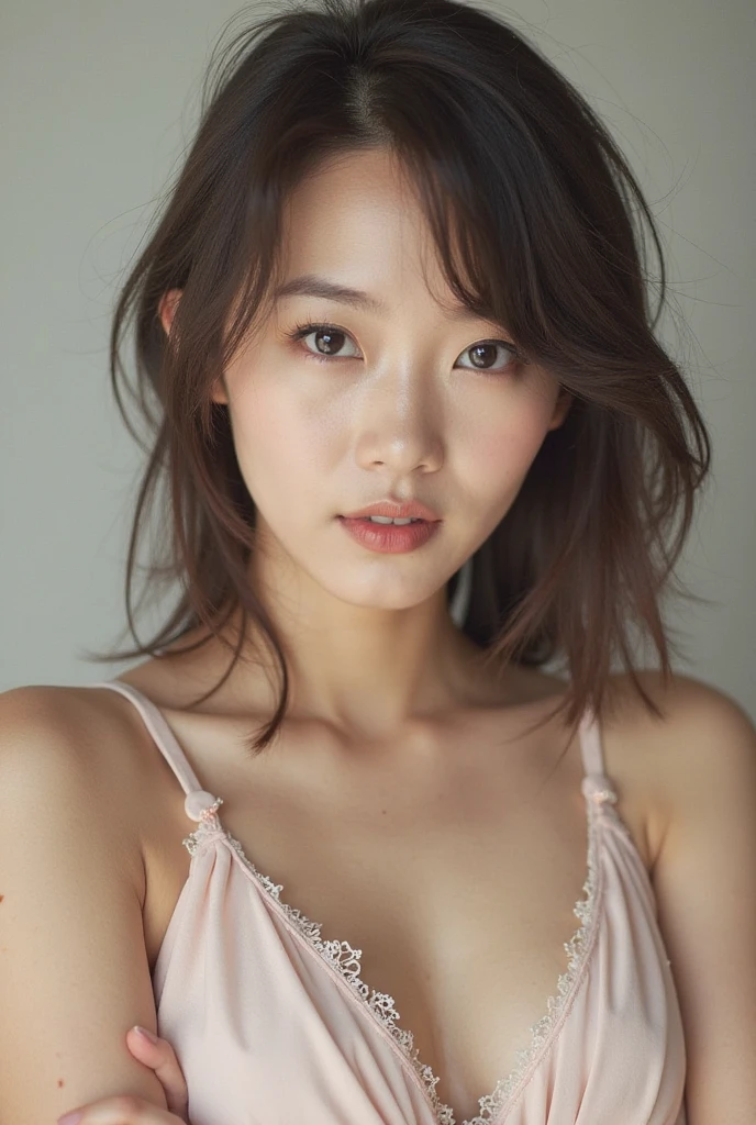 (extra detailed body、extra detailed face、best qualtiy:1.2)、femele、looking at the viewers、17 age、casual background:1.4), small breast, flat chest