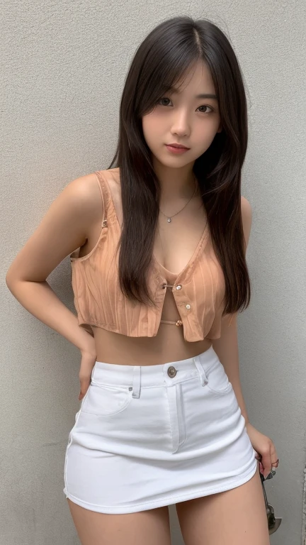 HD detailed, Super detailed, Realistic,Hyperrealism,Best image quality、Highest quality、masterpiece、Ultra-high resolution、8K、immature、Like the picture:1.5、Professional Lighting、Young Japanese Woman,Stylish、、Slender、、A kind smile、Wearing overalls
