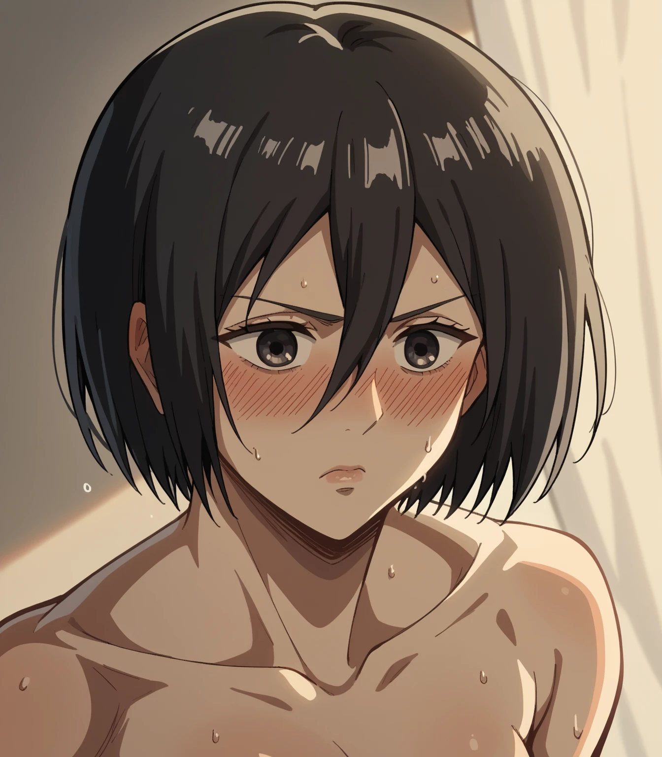 { masterpiece : best quality : high resolution : unity 8k wallpaper : illustration : beautiful detailed eyes : extremely detailed face : perfect lighting : extremely detailed CG : perfect hands : perfect anatomy } { background = dark horror theme : in a creepy dirty room : night } { character = Tenten : small breast : alone : forehead : fit body : naked : lolicon : perverted evil grin : teeth : hands behind head : admiring own hand : standing : : sweating } { nsfw : hentai }