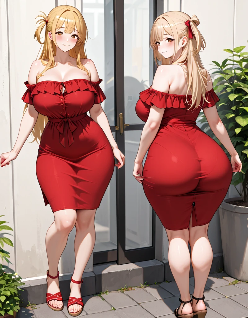 ((Highest quality、、masterpiece:1.3)), Upper Body、Long legs、Sharp focus:1.2, Beautiful woman with perfect figure:1.4、((Big Breasts:1.2)), (Big Breasts、Soft looking big ass、Feminine body 、Smiling:1.2), Face and skin texture crafted to the smallest detail、Fine-grained、double eyelid、25-year-old female、sexly、Casual wear