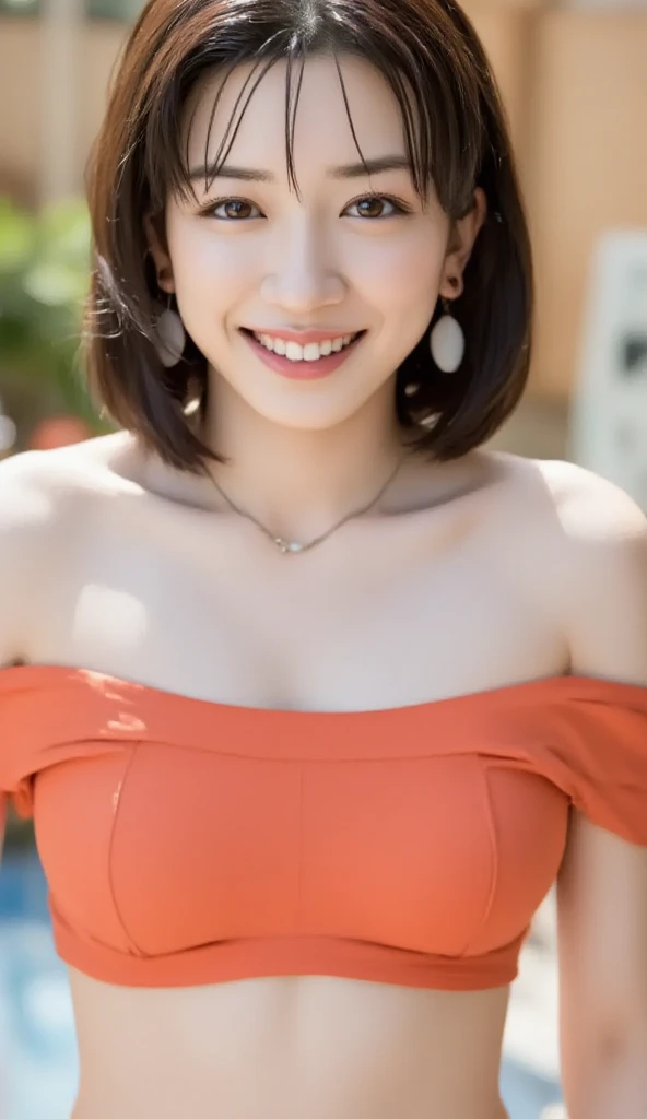 Tabletop,highest quality,figure, Super detailedな,High resolution,8k wallpaper,Perfect dynamic composition,,Beautiful fine details,Medium Hair,(Beautiful big breasts:1,3),Natural color lip,Bold sexy pose,smile,Harajuku,20-year-old girl,cute,sexy shot looking at camera,(highest quality: 1,3), (masterpiece: 1,3), (Super detailed: 1,3), (wallpaper, One Girl: 1,1),(Detailed hands and fingers:1,2),(Ultra-oily, lustrous skin with attention to detail:1,1),Brown Hair,short hair,Swinging Hair,Beautiful sister,(garden:1,2),(Beautiful big breasts:1,2) ,((Sleep on your back)),Raise your arms,smile,cute,sexy,(short cut hairstyles, Huge breasts:1.7),