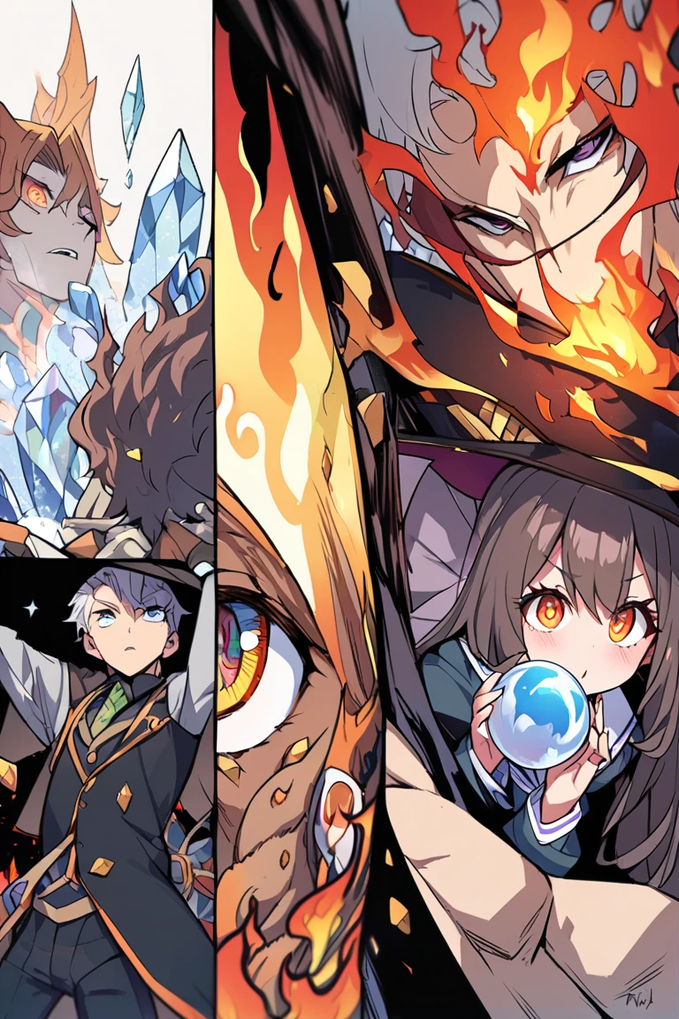 *((highest quality)), ((masterpiece)), (detailed), comic e-book storyboard, three panels, HQ, shadow mage with completely green eyes, red details, in a cave, casting magic, anime style, high resolution"