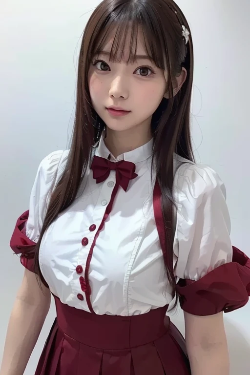 最high quality, masterpiece, 1 girl, Beautiful Face, (Photorealistic photography:1.3), Rim Light, (Skin with attention to detail:1.2), 8K Ultra HD, Digital SLR, high quality, High resolution, 4K, 8k, Japanese women 、18-year-old、Perfect body beauty: 1.4、8.5 heads、((High 、Red bow tie:1.5))、Pleated skirt、Brown blazer、sofa、sleep、Back Stance, Bend your knees、Sexy upward glance、happiness、A cheerful smile
