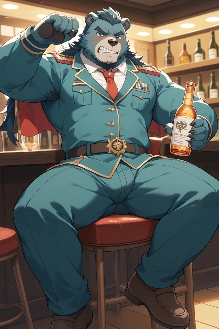 Author: bontiage, (1 boy), One, tiger, bulge, pants, uniform, military, military uniform, peaked cap, Men's Second, kemono, hot body, muscle, Beautiful, sexual, Attractive guy, (Detailed black eyes), brows, (masterpiece, A high resolution, Best quality), 4K, a male, Beautiful shadow 