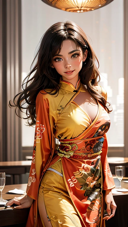 ((gorgeous Golden kimono)),((gorgeous orange kimono)),((gorgeous pink kimono)),((gorgeous red kimono)),((royal textured kimono)), (((smile:1.0, laugh:1.0))),
1girl, solo, makeup, highres, large breasts:1.4 , cleavage, looking at viewer, smile, bangs, bare shoulders, black hair,collarbone, crossed bangs, hair between eyes, hair ornament, hair ribbon, huge breasts, japanese clothes, large breasts, long hair,mask, mask on head, off shoulder, parted lips, red eyes, red kimono, red ribbon, ribbon, striped ribbon, taihou \(azur lane\), twintails, very long hair, wide sleeves,(shiny skin), sash,
night, detailed background, Cyberpunk world, Modern metropolis, neon,sfw:1.8,