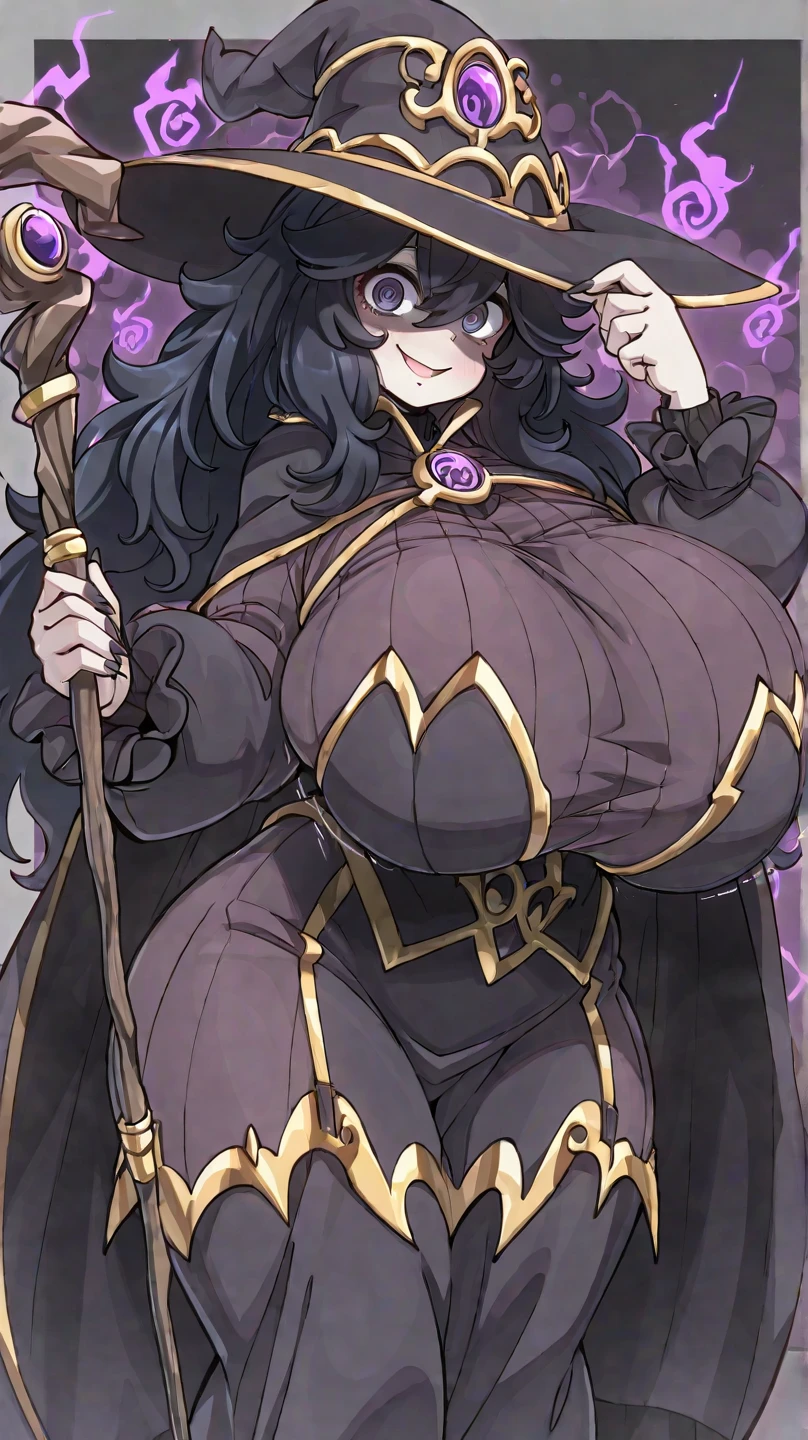 Pokémon、horror、ruins、ghost town、cemetery、occult mania、ゴースト系Pokémonトレーナー、big breasts熟女、big breasts熟女、big breasts熟女、negative thoughts、Social withdrawal、Menhera woman、whole body、hexagon mania、purple hair、long hair、（（（messy hair）））+++、Ahoge、Purple headband、black eye、big breasts、smile、(不気味なsmile)、Purple long dress、long sleeve axi dress)