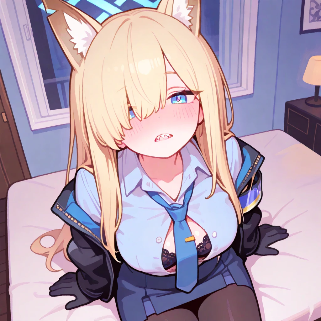 (ultra-highdetail, 8k quality, best quality, extremely detailed illustration,intense shadows, high quality anime illustration, anime coloring,), (cleveland, azur_lane, american_flag_legwear, black_gloves, blonde_hair, black fingerless gloves, ulticolored_clothes, multicolored_legwear, light one side up, pleated_skirt,white cape, red eyes), blue striped pattern panty, lift clothes, blue striped pattern bra, very short skirt, lift skirt, gleaming skin, Raise arm, Seaport,