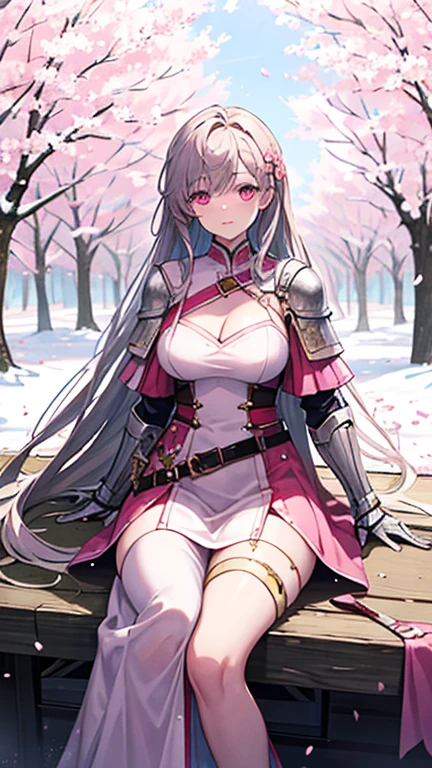 (best quality, ultra detailed), (detailed background:1.2), Hip level Shot  
looking at viewer, (mature female:1.4), <lora:shishiro_botan_v1:0.8> aabotan, smile, long hair, two side up, ahoge, animal ears, ear piercing, large breasts, <lora:minamoto_no_raikou_v1:0.8> high collar, gloves, ribbed sleeves, rope, (purple bodysuit:1.2)
outdoors, cherry blossoms, solo, sky, tree, scenery, cloud, day, blue sky, rock, flower, grass, mountain, wide shot, petals, pond, pink flower, river, cloudy sky,