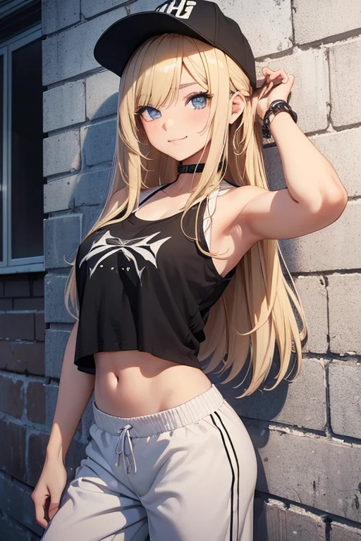 Blonde, blonde hair, long hair, expressive eyes, perfect face, loli, loli face,mesugaki,little bastard, petite, loli, , girl,loli,petite body,short girl,medium breasts, medium boobs, small body, red eyes, standing, midriff, freckles, naughty_face, naughty smile, sharp eyes, twintails,