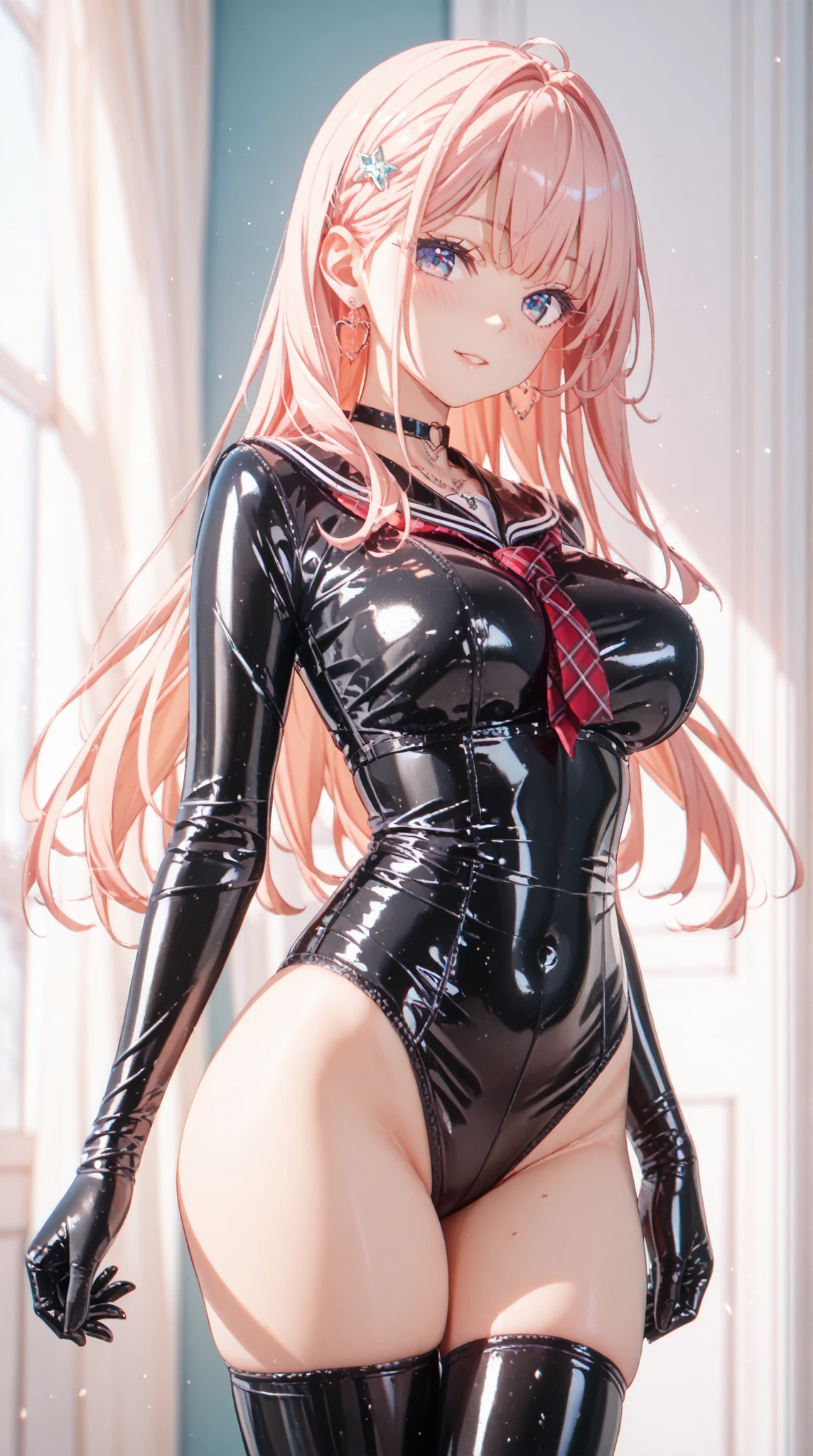 8K, (ultra - detailed), teens girl，quadratic element，Pink hair，Wearing white silk，wears glasses，swimming uniform，比基尼，D-cups，Bigchest，self-expression，sitted，Drinking a juice，High ponytail，ssmile，best qualtiy，cat ear，Pink swimsuit，Pink panties，Bigchest，D-cups，(A masterpiece)，((high qulity))，((tmasterpiece))，