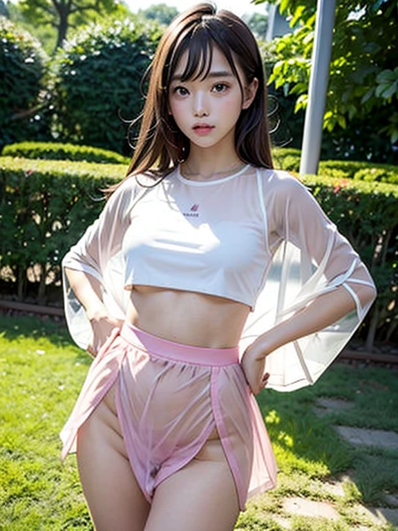 UHD, anatomically correct, textured skin, best quality, 8k,Canon, Canon, foreshortening,Cubist Futurism, modern, Realism, Contemporary art, Action painting,drop shadow, blending、Small Breasts, Svelte Body、 light smile, (masterpiece:1.2, highest quality), (Realistic, photoRealistic:1.4),Woman in a T-shirt and tight mini skirt lying on a tree trunk、lazy posture、((Lift up your skirt、Showing her satin pink panties:1.3)), Wicker Swing、blank、free-hand、White、masterpiece、Ultra dense、narrative poetry synthesis、high resolution、highest quality