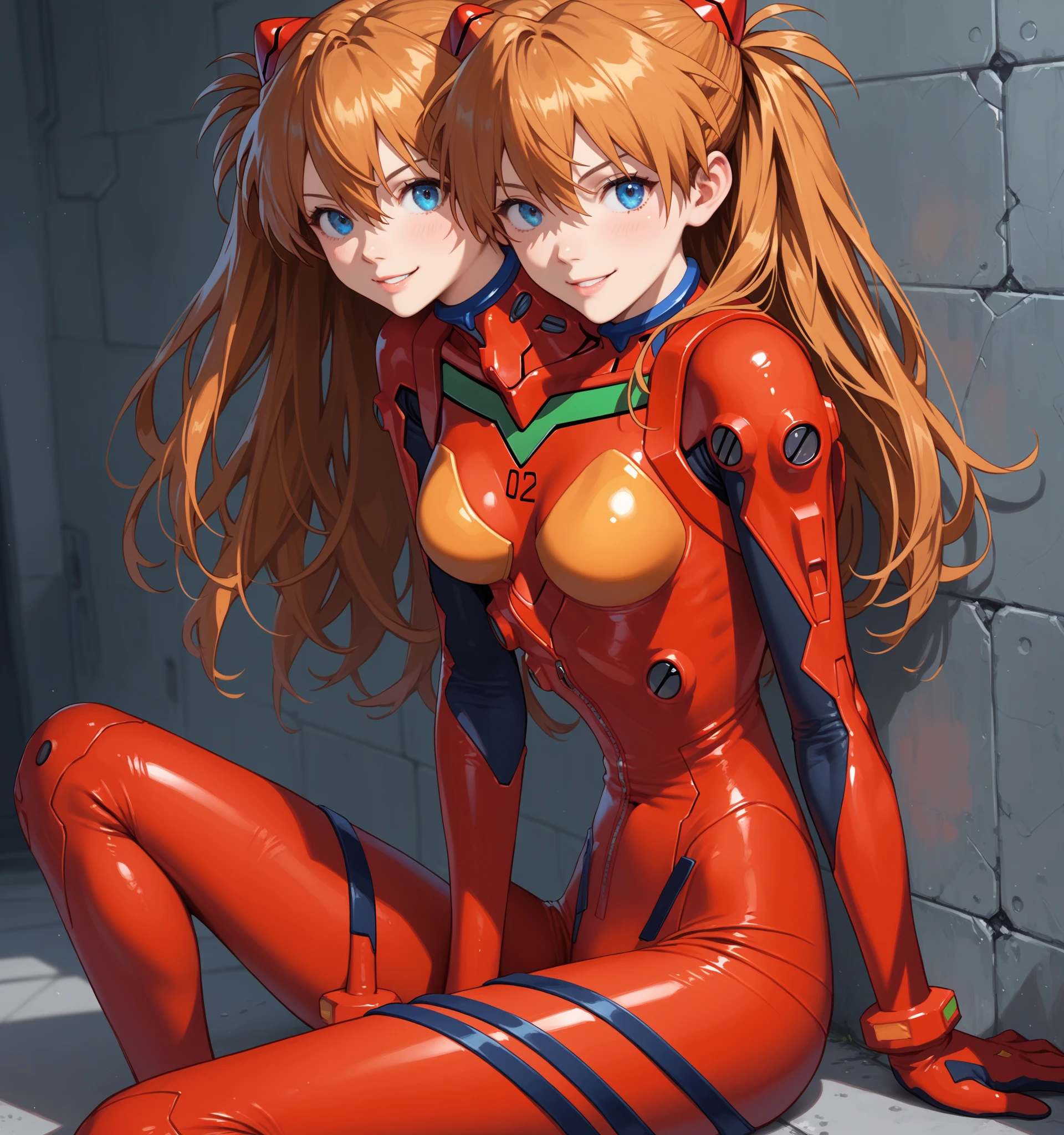 asukalangley, Asuka Langley Soryu, (Souryu Asuka Langley:1.5), Blue eyes, hair between eye, Headgear, Interface headset, Orange hair, two side up,
Blake Bodysuit, Long sleeves, plugsuit, Red bodysuit,
Break indoors, crass room,
BREAK looking at viewer, (Cowboy Shot:1.5),
BREAK (masutepiece:1.2), Best Quality, High resolution, Unity 8k壁纸, (Illustration:0.8), (Beautiful detailed eyes:1.6), extra detailed face, Perfect Lighting, extremely details CG, (Perfect hands, Perfect Anatomy),