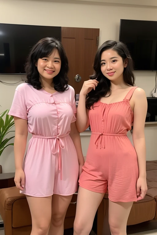 Big breasted girl in sundress pajamas