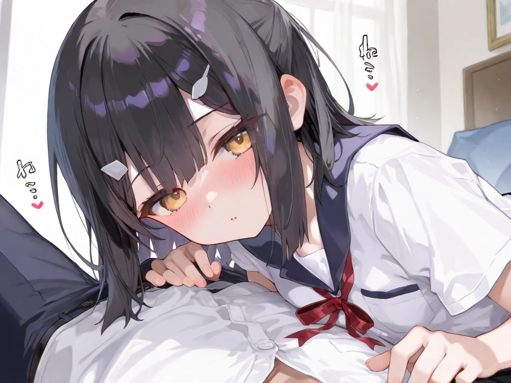 nsfw,(nsfw:1.9),best quality,Cardigan,short hair,Black hair, gray eyes,dog collar,tsurime,small eyes,blunt bangs,glaring,sexual climax,steam,nipples ,bra lift,cum,nose blush,nipple tweak,masturbation, vibrator,vibrator to pussy,spread legs