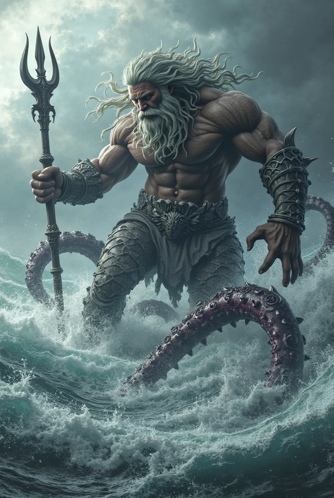 Poseidon with a Kraken: Poseidon, the god of the sea, commands the immense power of a mighty Kraken emerging from the depths. Poseidon wields his trident, while the Kraken's tentacles rise ominously, evoking the awe-inspiring forces of the ocean and Poseidon's dominion over it.