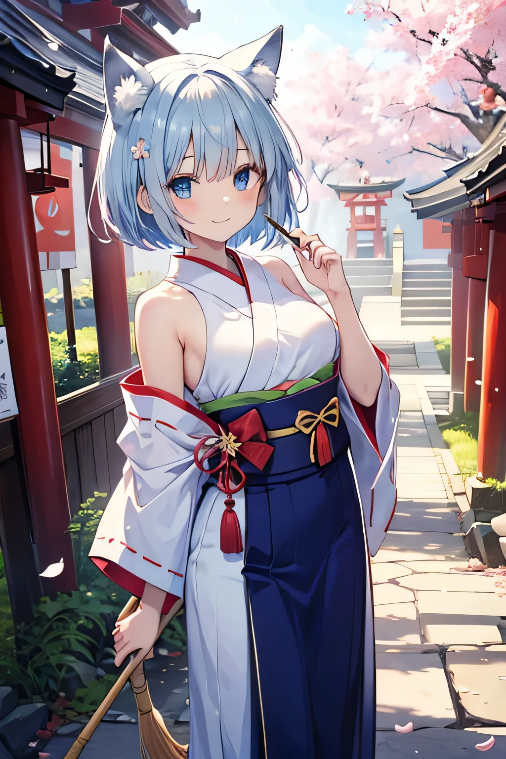 Highest quality、Light blue hair、Short Bob、Deep green eyes、Small breasts,25 years old,Japanese Summer Festivals、Festival Costumes、desert、Sweat a lot、hot、portable shrine