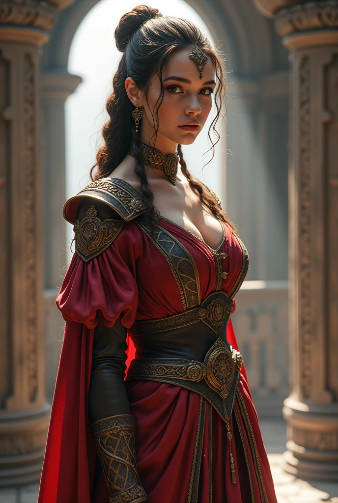 a woman in 1880s dress, a woman in 1980s outfit, a woman in 2180s futuristic outfit, masterpiece, highly detailed, photorealistic, cinematic lighting, dramatic lighting, intricate details, fashion illustration, oil painting, studio lighting, ultra-detailed