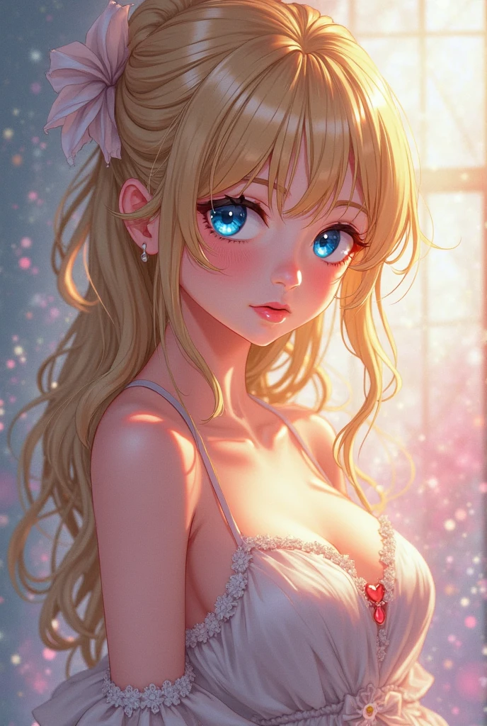 blond women in Musha style, (big tits:1.4), big ass, curvy shape, sexy underwear, multicolor.