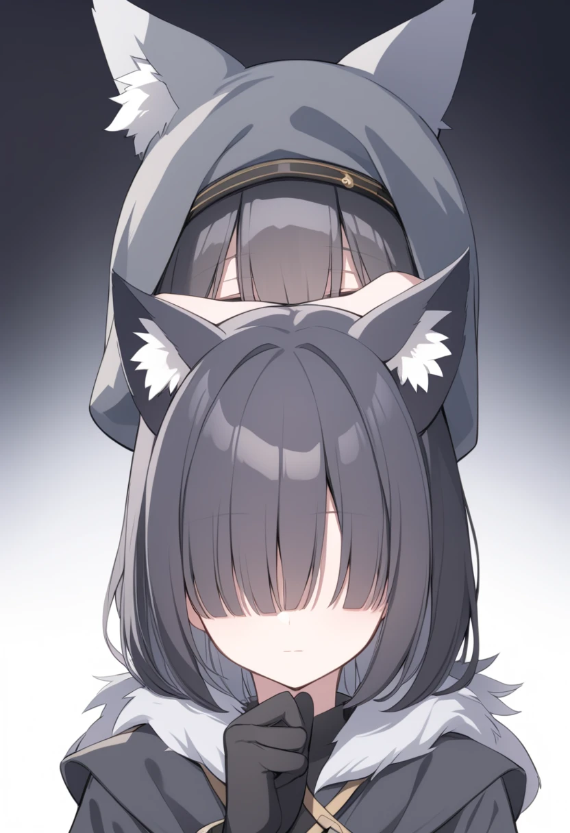 (masterpiece, best quality:1.2), extremely detailed, soft ambient lighting, sharp focus, 4K, BREAK <lora:uwu:1>, <lora:ArsEmbarrassed-t5:0.7>, small girl, 1girl, very long black hair, red eyes, cat ears, cat tail, @_@, blush, (catmouth, uwu:1.2), small breasts, BREAK black tunic, hood up, black thigh highs, BREAK middle finger, standing