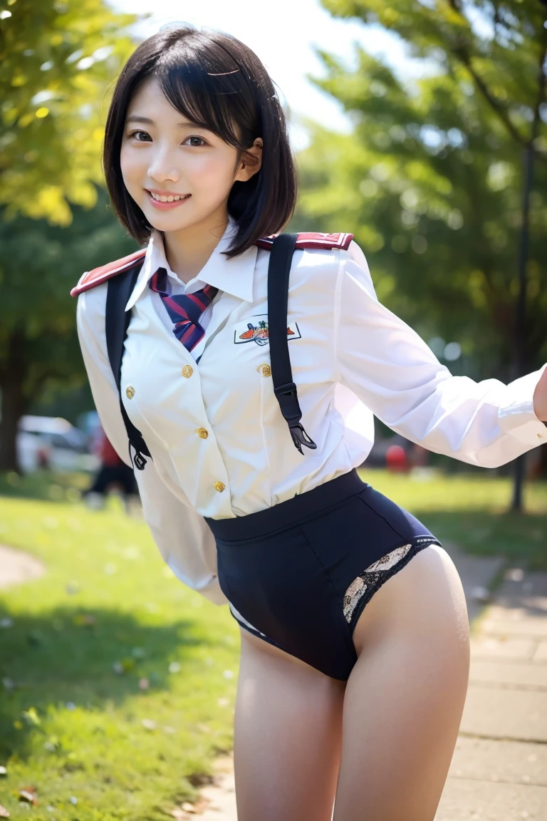 (((Photo from below:1.4)))、(((A park with many people during the day:1.3)))、(Cute profile)、((( uniform:1.8))), ((pleatedskirt:1.8)),(((White see-through panty))、(((sldel-like legs))),(Highly detailed beautiful face of one young girl), Great look and best quality:1.4), (Ultra-detailed), (8k wallpaper), Highly detailed, High-definition raw color photos, Professional Photography, Realistic portrait, Amazing face and eyes, Brown eyes, in 8K、Detailed face of a very detailed beautiful girl、extremely detailed eye、highlydetailed skin、extremely detailed fingers、highly detailed nose、very detailed detailed mouth、Perfect Anatomy、细致背景、Detailed clothing、Beautiful girls、(16:1.2)、sixteen years olい女の子たち、Realistic body、Model-like body shape、((Realistic Beautiful Girl))、Long body、de pele branca、glistning skin、Slim body、((very short and beautiful black hair):1.2)、((nogizaka ))、((looking happy smile:1.2))、kawaii faces、Lifelike face、Keep your eyes sensitive even in crowds:1.3))、sixteen years old, py))、(itting open legs)、Open your crotch、((The wind blows away her skirt, reveals her sexy narrow panties。。。。................. depth of fields, full-shot、3women、japanes、sixteen years old、(beauitful face:1.5))