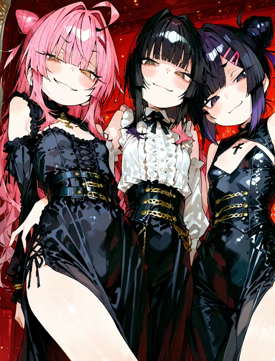 ((lesbian kiss : 1.3)), Several beautiful female students, ((whipping pussy : 1.3)), ((Breast milk gushing : 1.3)), ((french kiss :1.3)), Futanari Sex, ((children : 1.3)), ((tiny : 1.2)), ((kiss with sister: 1.2)), ((nipple piercing with chain : 1.13))((gesugao : 1.3)), carrying sex, ((small breast :1.2)), very provocative attitude, ((A body tightly bound in chains : 1.2)), ((sex slave :1.2)), ((rolling eyes : 1.2)), ((red flush : 1.2)), ((overly pulled nipples : 1.2)), ((Theme color is pink: 1.32)), ((wide open pussy : 1.5)), ((cum in pussy : 1.3)), ((Very naughty scenes : 1.4)), ((gothic girl : 1.3)), ((jirai-girl : 1.3)), ((large and dense tattoos : 1.3)), ((numerous accessories : 1.3)), ((He was handcuffed with his hands tied behind his back... : 1.3)), ((Whole body hanging from numerous chains : 1.3)), ((shed tears : 1.4)), ((Roll your eyes : 1.3)), ((drool : 1.3)), ((orgasm : 1.3)), (( : 1.3)),((nipple piercing with chain : 1.1)), very naughty, sweaty body, slim body, red flush,various poses, sexy dress, ((cumshot everywhere : 1.3)), ((cum in Pussy : 1.3)), ((a white lovejuice of liquid : 1.4))