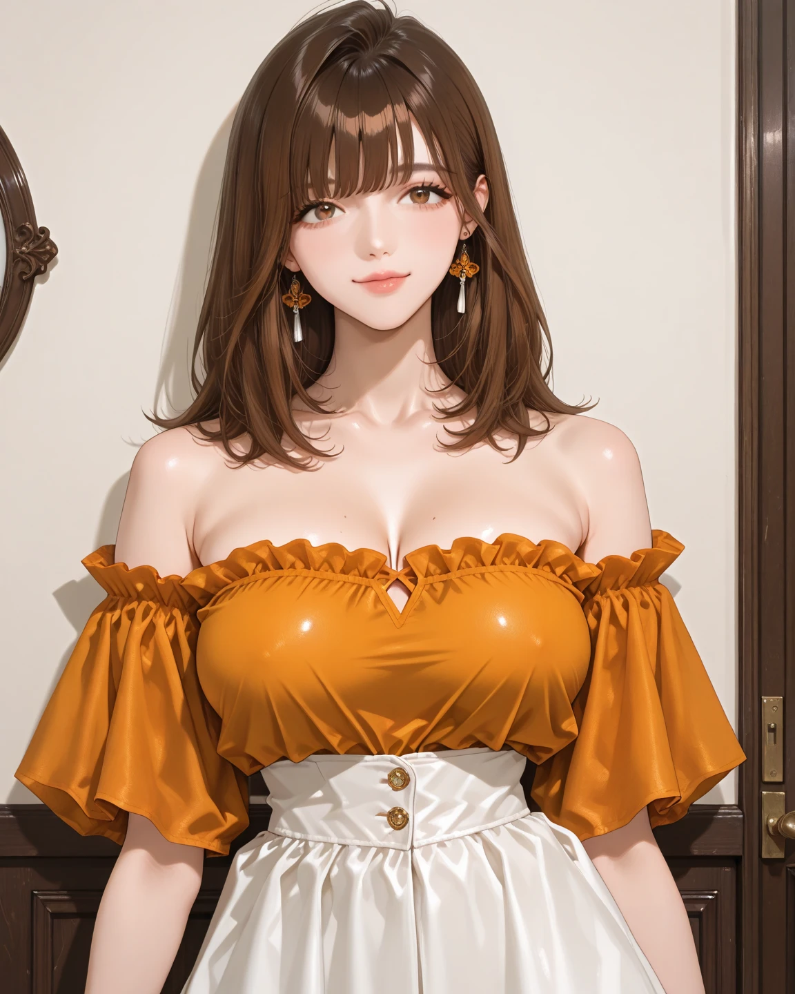 (masterpiece:1.2, highest quality), (Realistic, photoRealistic:1.4), Beautiful illustrations, (Natural Side Lighting, Cinema Lighting),
Looking at the audience, Upper Body, (Front view), (1 girl:1.5), Japanese, cute girl, Perfect Face, Symmetrical cute face, Shiny skin, Baby Face, Tie your bangs back, Red eyes, Long eyelashes, (medium Breasts), (wide hips:1.3),plump thighs,Beautiful Hair, Beautiful Face, Fine and beautiful eyes, Beautiful clavicle, Beautiful body, Beautiful breasts, Beautiful thighs, Beautiful legs, Beautiful fingers,(Beautiful views),(Cute Smile, Upper Eye), 16 year old girl, (lightyellow color,organic cotton thick checkered summer camisole dress: 1.5), (large head bow in same pattern:1.5), (fluffy semi-long hair,brown hair), summer,