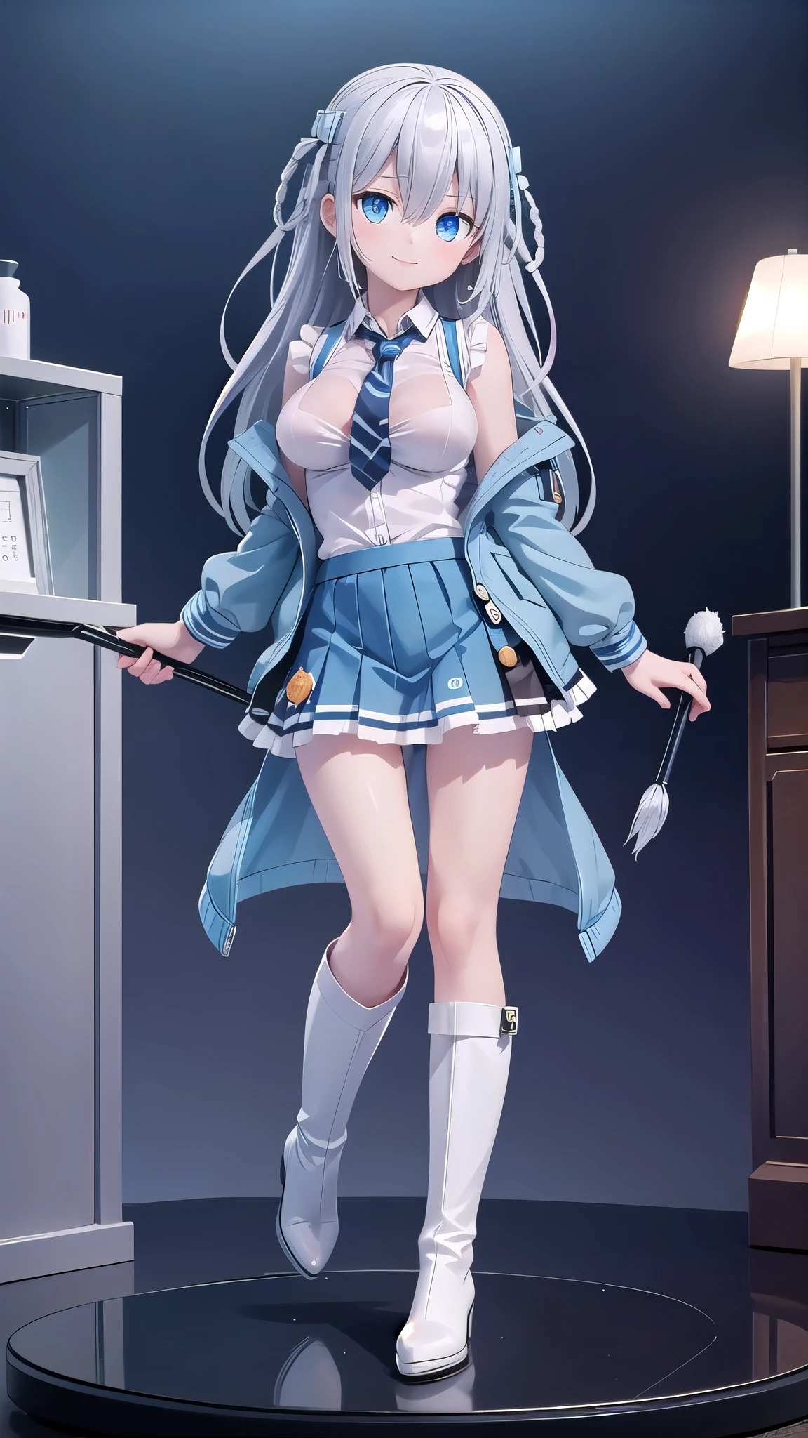 (hyperrealistic), (illustration), (high resolution), (8K), (extremely detailed), (best illustration), (beautiful detailed eyes), (best quality), (ultra-detailed), (masterpiece), (wallpaper), (photorealistic:1.4), (natural light), (rim lighting), (detailed face), high detailed realistic skin texture, anatomically correct, solo, 1 girl, (high detailed realistic long hair:1.25), ponytail contorted, (beautiful Rosy Zhao:1.5), (beautiful cute European girl:1.7), heterochromic eyes, (detailed blue eyes), small moles under the eyes, (big breasts:1.5), long legs, tight abs, dynamic pose,