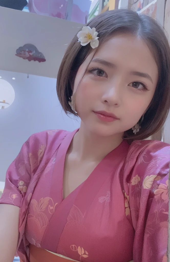 there is a pregnant woman with a green shirt and a clock in the background, dang my linh, nivanh chanthara, in style of lam manh, nuttavut baiphowongse, south east asian with round face, young cute wan asian face, potrait, ruan cute vtuber, with lovely look, with short hair, with big boobs