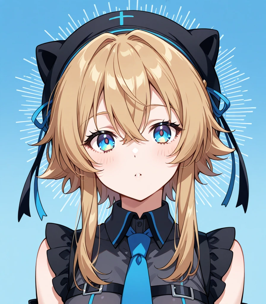 solid blue eyes, black pupils, round pupils