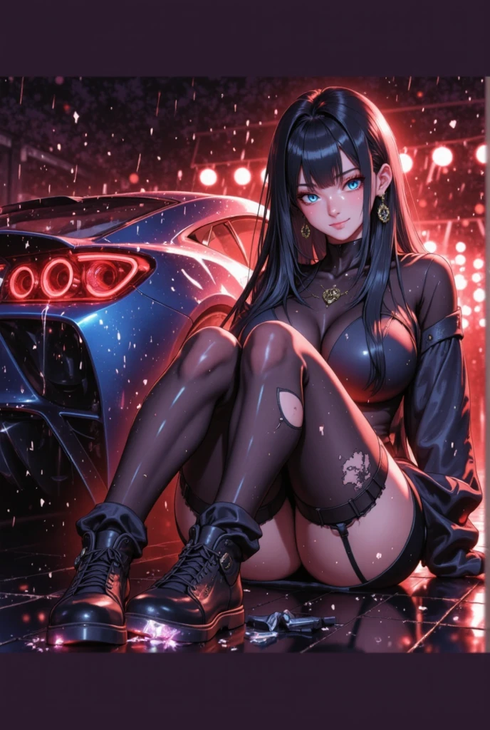 One Woman Car sex Big Butt Feeling face Inside the car at night Girls who love sex Happy face sunglasses Blushing and embarrassed Outdoor Exposure sports car Thong