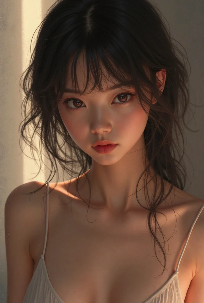 Best quality,masterpiece,ultra high res,(photorealistic:1.4),raw photo,1girl,offshoulder,in the dark,deep shadow,low key,cold light <lora:film:0.4:PALETTE>,