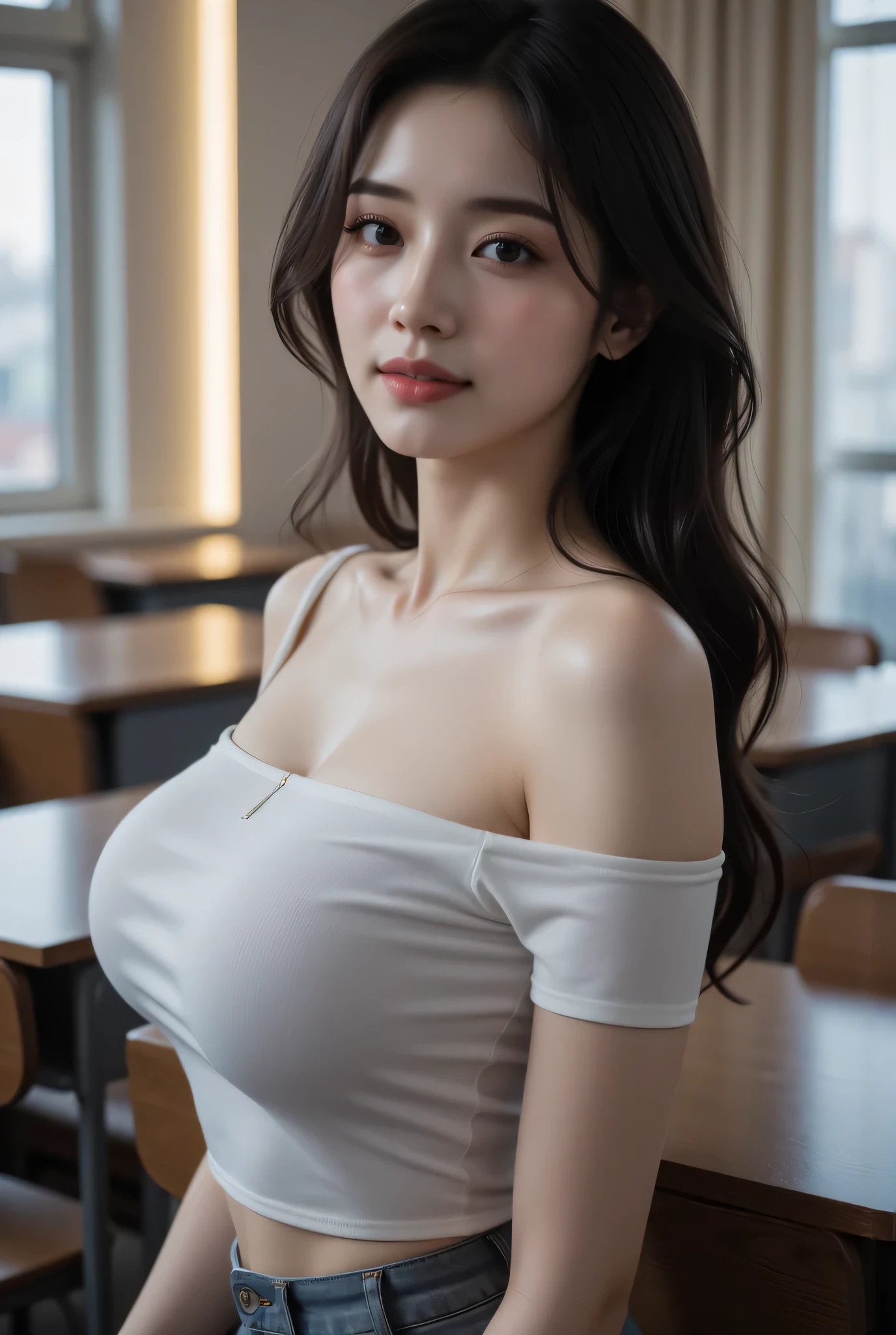 (Picture of a Super Sexy Korean Female Teacher Standing Before the Curtains Swing:1.2)(grins,Extend your smile)(beautiful makeup:1.1)(16k, RAW Photo , Highest Quality, masterpiece: 1.2),( Flat Color Style :1.2) super details, super res, (Genuine, Genuine photos: 1.37), portrait, high resolution RAW color photo, Professional Photo, very well detailed, 8k Wallpaper, very well detailed CG Unity 8k Wallpaper, very well detailed beautiful lady, very well detailed faces, ((full body)), beautiful woman highlighting her lower lip, (Ample breast volume:100000000000), (big fake breasts:100000000000), (J Cup Breasts:1000000000000000000000000000000000000000000000000000000000000000000000000000000000), (incredibly big breasts :1000000000000000000000000000000000000000000000000000000000000000000000000000000000000000000000000000000000000000000000000000000000000000000000000000000), beautiful wife (Sleek and Elegant Off Shoulder Ribbonite:1.1),, (mature)(Upscale Private High School Illuminated Classroom:1.1))( Big breast even though she's thin )(full body),(Shaoyang:1.2)(nsfw:1.2),(0:1.2)(beautiful skin:1.1)(Completely), (extremely large breasts:10000000000000000000000000000000000000000000000000000000000000000000000000000000000000000000000000000000000000000000000000000000000000), (big breasted woman:100000000000000000000000000000000000000000000), (huge breasts:10000000000000000000000000000000000000000000000)