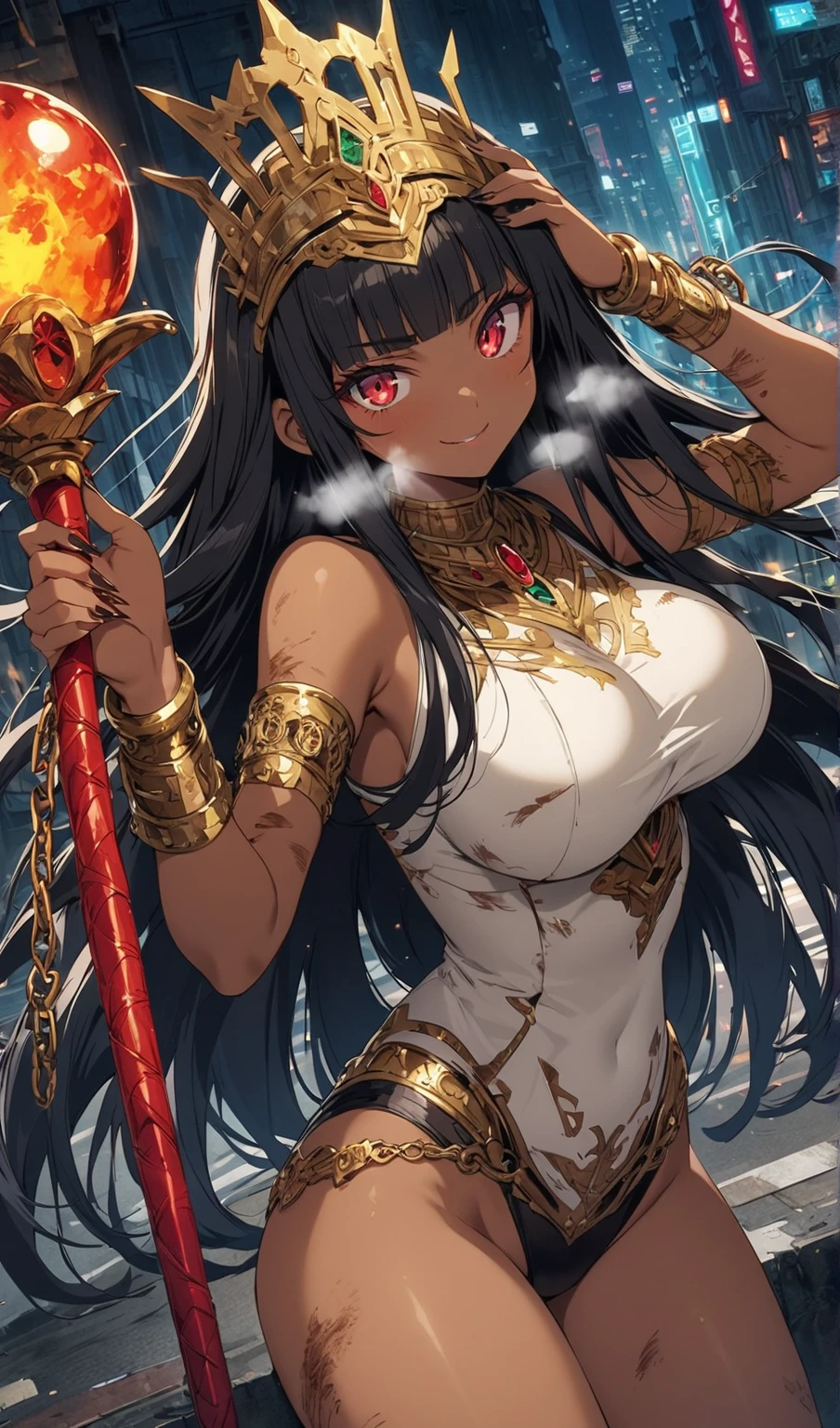 young Aztec teenager, ancient Aztec warrior, wielding a sword, evil look, combat stance, face paint, body paint, sexy, medium breasts, ancient Aztec battle costume and armor, Aztec pyramid in the background, highly detailed and vibrant appearance, creative behavior, extremely detailed, imaginative, sensual, spontaneous, highest quality, skin texture, intricate details (cinematic lighting), RAW photo, 8k, masterpiece, best quality, ultra detailed, highly detailed illustrations, extremely detailed, details intricate, high resolution, super complex details, extremely detailed 8k cg wallpaper,