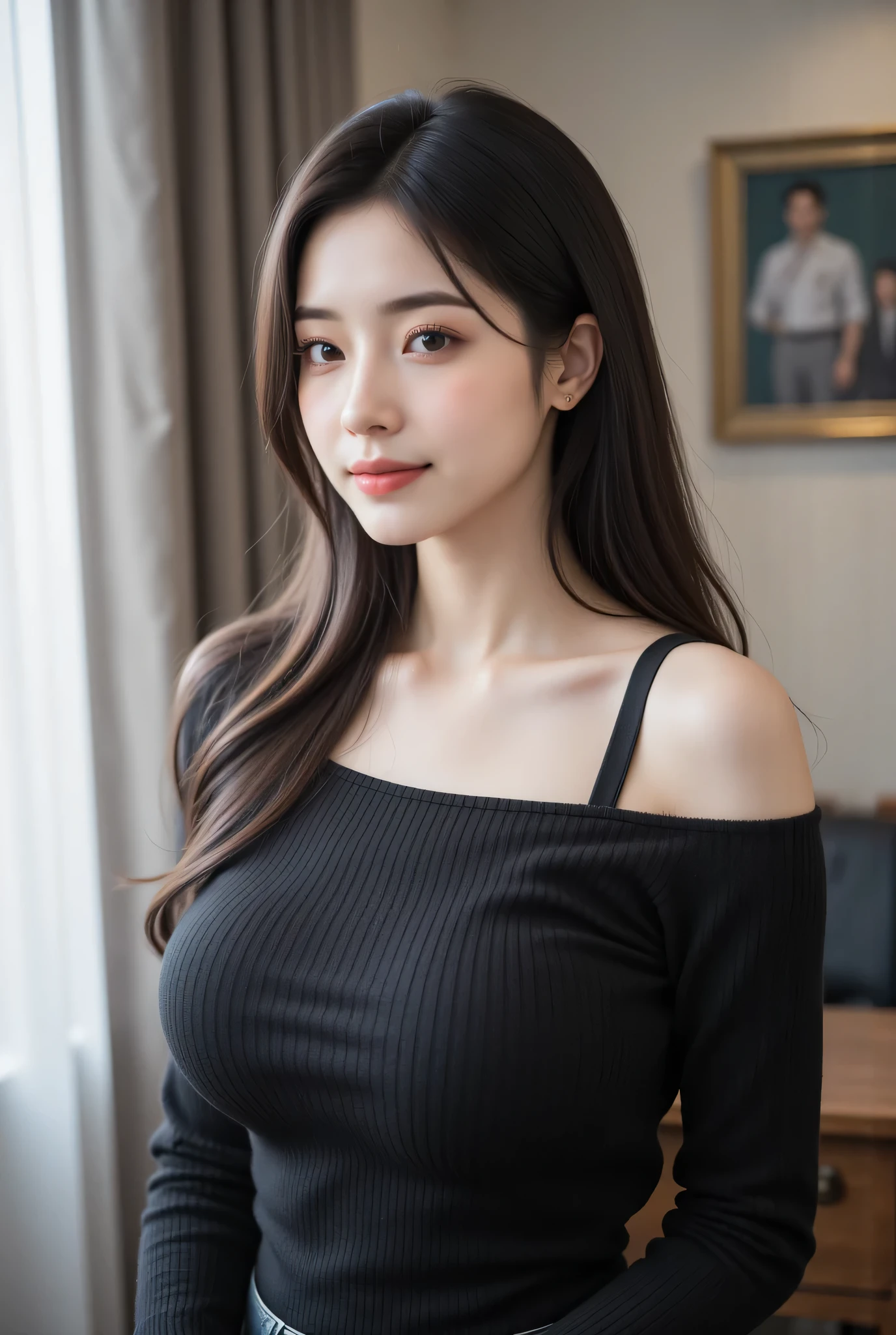 (Picture of a Super Sexy Korean Female Teacher Standing Before the Curtains Swing:1.2)(grins,Extend your smile)(beautiful makeup:1.1)(16k, RAW Photo , Highest Quality, masterpiece: 1.2),( Flat Color Style :1.2) super details, super res, (Genuine, Genuine photos: 1.37), portrait, high resolution RAW color photo, Professional Photo, very well detailed, 8k Wallpaper, very well detailed CG Unity 8k Wallpaper, very well detailed beautiful lady, very well detailed faces, ((full body)), beautiful woman highlighting her lower lip, chest accentuated, (Hugge Breats:100000000), (Ample breast volume:1000000000000000000000000000000000000000000000000000000000000000000000000000000000000000000), (big fake breasts:100000000000), (J Cup Breasts:10000000000000000000000000000000000000000000000000000000000000000), (incredibly big breasts :1000000000000000000000000000000000000000000000000000), beautiful wife (Sophisticated and elegant off-shoulder knit:1.1),, (mature)(Upscale Private High School Illuminated Classroom:1.1))( Big breast even though she's thin )(full body),(Shaoyang:1.2)(nsfw:1.2),(0:1.2)(beautiful skin:1.1)(Completely), (extremely large breasts:1000000000000000000000000000000000000000), (big breasted woman:1000000000000000000000000), (huge breasts:10000000000000000000000000000000000000000000000)