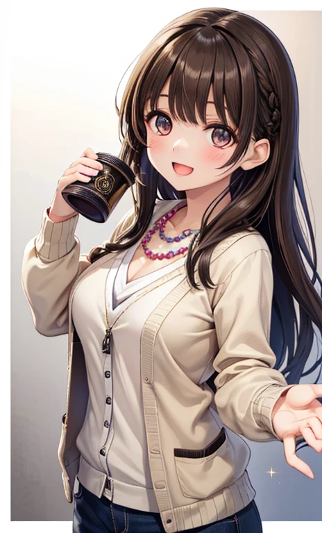 ((highest quality, 8K, masterpiece: 1.3)), concentrated: 1.2, Cute girl 1,nipples erect、Braless walk、 Perfect beauty: 1.4,hoodie: 1.2,Long sleeve、randal color、comics&Text Graphics、Short sleeve pajamas,1.1, Highly detailed face and skin textures, Fine grain, double eyelid, whitening skin, ,highest quality,Ultra-high resolution,you,1 girl,alone,_Shiny_skin,Iris,necklace,((Brown_length_Wavy_hair)),(lips)),eyelash,front hair,deal with,compensate,Shiny,pore,skin texture,big breasts、smiling face、living、