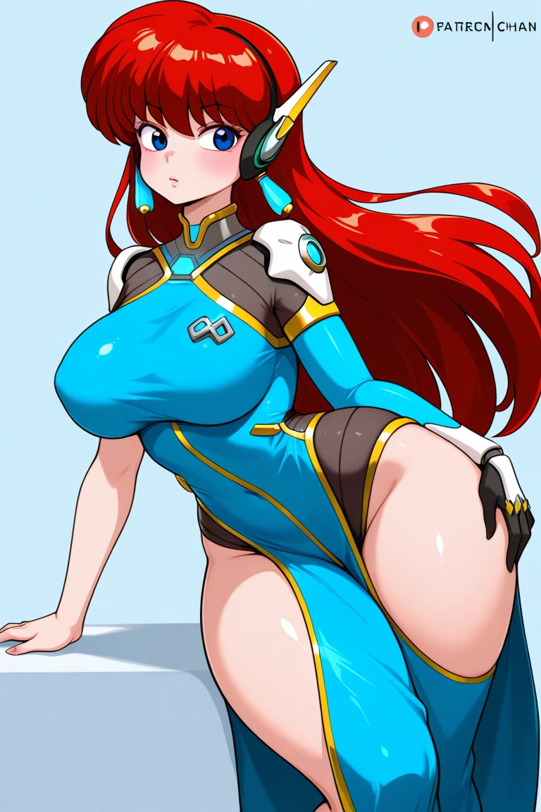 A glamour shot of a voluptuous space Elf princeseautiful, long red hair, extravagant braid, perfect body ((EE-size breasts, large butt, slim waist, thick thighs)), revealing space suit (((deep cleavage, exposed stomach))), hyper-realistic, partially clouded skies, a view from above. 64k. full body in a starship. standing on the command deck of a starship ((computers, personale, captain)), realistic. 64k