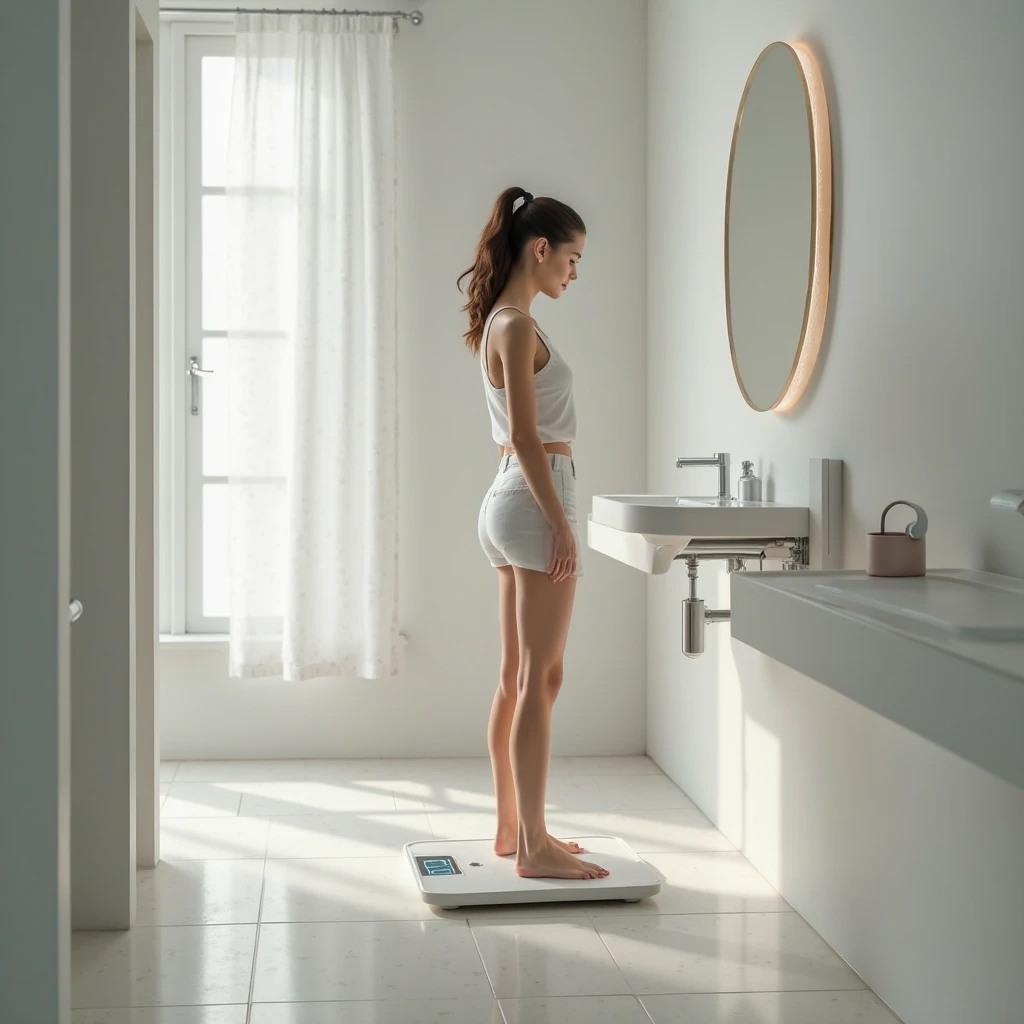 a bathroom scale that teleports a person to another place