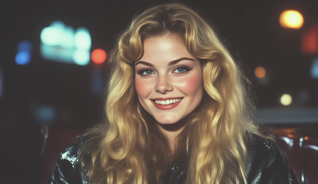 Veronica Lake dressed in traditional French clothing wearing lipstick and smiling