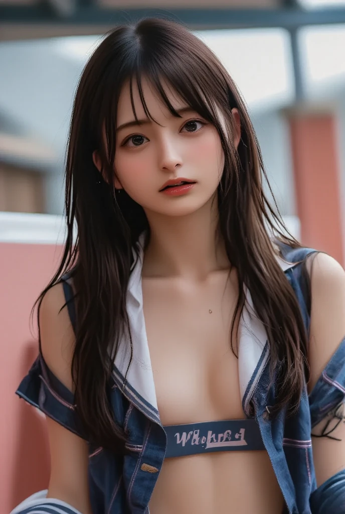 1girl,(20 years old:1.2),cute girl,famous japanese idol,kawaii,realistic body,good figure,black hair,thick hair,(twintails:1.2),(wavy hair:1.2),(hair ribbon:1.2),(blunt bangs:1.2),braided hair,cute,young,cute face,pretty face,(beautiful detailed face),make up,powder blusher,beautifully detailed eyes,drooping eyes,round eyes,(finely detailed beautiful eyes:1.2),large blue eyes,beautiful and clear eyes,eye make up,double eyelid,tear bag,(detailed beautiful skin:1.5),supermodel body,supermodel,(Perfect body:1.5),earrings,jewelry,<lora:detailed_eye:0.3>,<lora:ran:0.3>,<lora:zyd232_ChineseGirl_v4_2:0.75>,<lora:GoodHands-vanilla:1>,<lora:add_detail:1>,girl idol,(blurred background:1.5),(natural pose:1.5),<lora:epi_noiseoffset2:1>,((Hasselblad photography)),sharp focus,(cinematic lighting),soft lighting,dynamic angle,(((tennis field))),outside,(gigantic breasts:1),nsfw,jav,