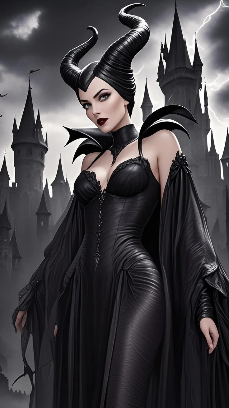 Angelina Jolie as Malevolent: Imagine Angelina Jolie's striking presence as the iconic Disney villain Maleficent, reimaginado como um personagem animado. With its dark magic and commanding presence, Maleficent weaves her intricate schemes and confronts the forces of good with her awe-inspiring powers.