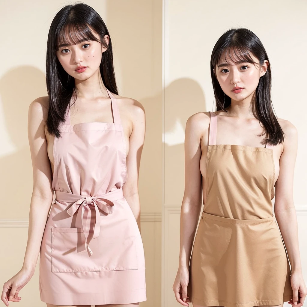 a beauty girl, NAKED Apron、 skinny, Japanese houses、18year old、A smile、NSFW