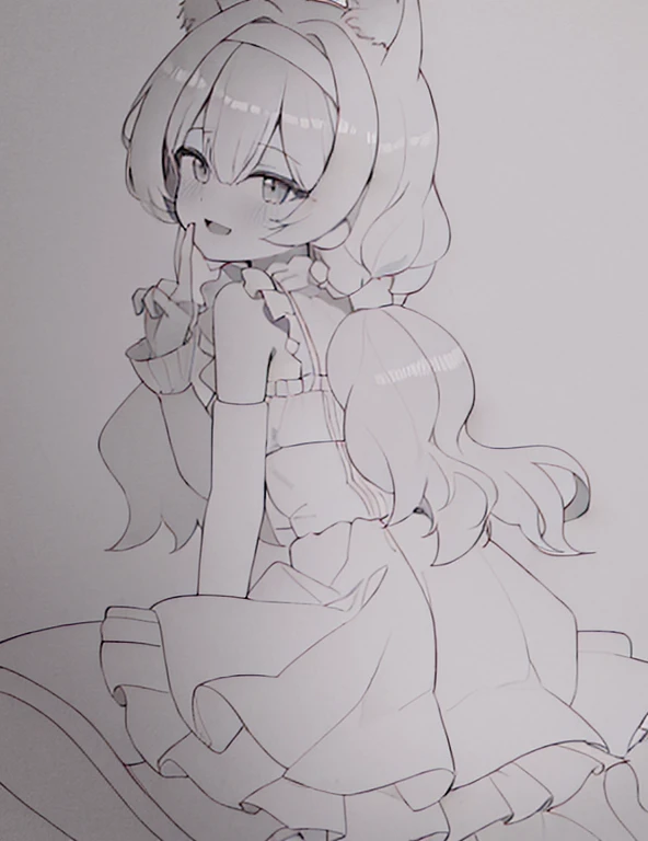 a drawing,a girl sitting on the ground,legs crossed, clean anime outlines, clean lineart, thick lineart, perfect lineart, flat anime style shading, thick line art, heavy outline, clean and meticulous anime style, Outline sketch, Simple lines of art, anime sketch, anime style drawing, thick outline, thick outline, thick black lineart, Line sketch!!