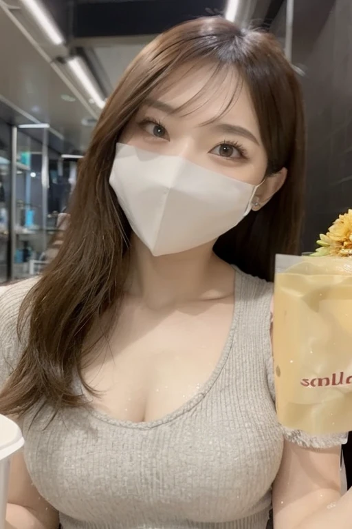 ＡＩBeauty、Accentuate the cleavage、CafeCoffee shopのプロンプト、Eroticのプロンプト、Erotic、Completely naked、Real Beauty、See-through、Dark blue hairstyle、Face masks、Cafe、Coffee shop、clerk、M-shaped legs