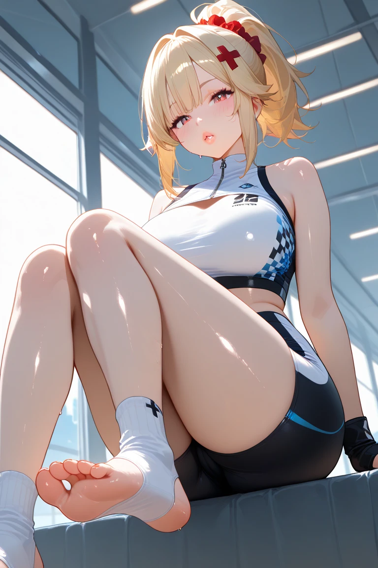 (Best Quality, masutepiece),ultra detailed photographic,1girl in, Female volleyball athlete ,Large breasts,nice legs,At the volleyball venue,Detailed beautiful face,Beautiful eyes,detailed hairs,detailed clothes,Detailed realistic skin,Cool,Dynamic Angle,