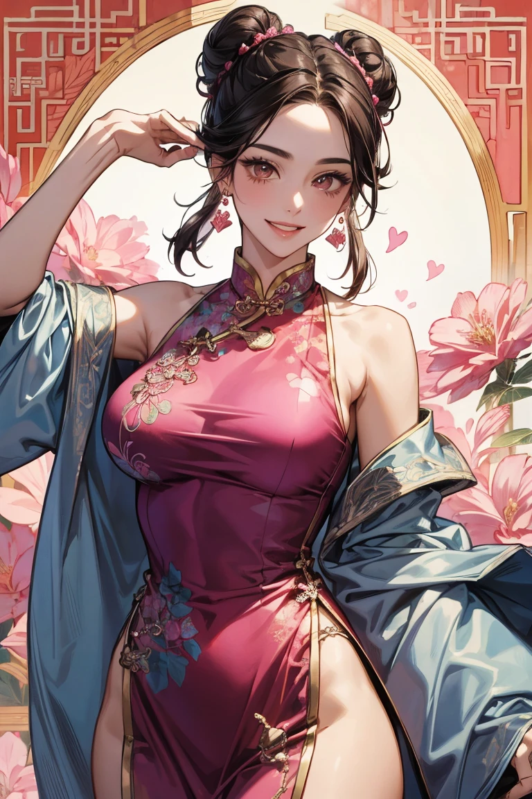 Big-breasted beauties wear cheongsam and their breasts are so big they can't hold their clothes.