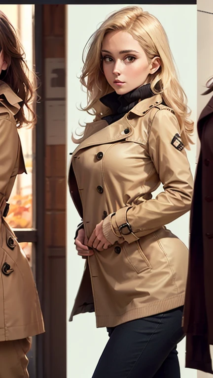 (full length photo), (25 years old Camille Cerf), (busty:1.4), ((long curly hair)), ((detailed face)), (thin waist), (long and thin legs), (beige trench coat), standing in a hotel room, (4K picture)