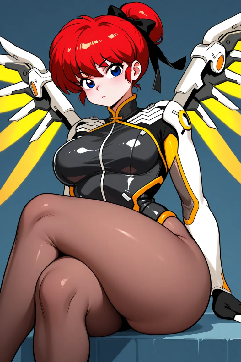 score_9, score_8_up, score_7_up, score_6_up, score_5_up, score_4_up, solo, ((mercy from overwatch)), mature woman, ((white blonde ash hair)), big thick full lips, ((pouted lips)), blue eyes, ((squinting soulful eyes)), dark colored eye shadow, ((mature woman)), ((full body)), ((NSFW)), sexy, seductive, alluring, wings, ((gigantic breasts)), sagging breasts, big nipples, wide hips, thick thighs, huge ass, standing