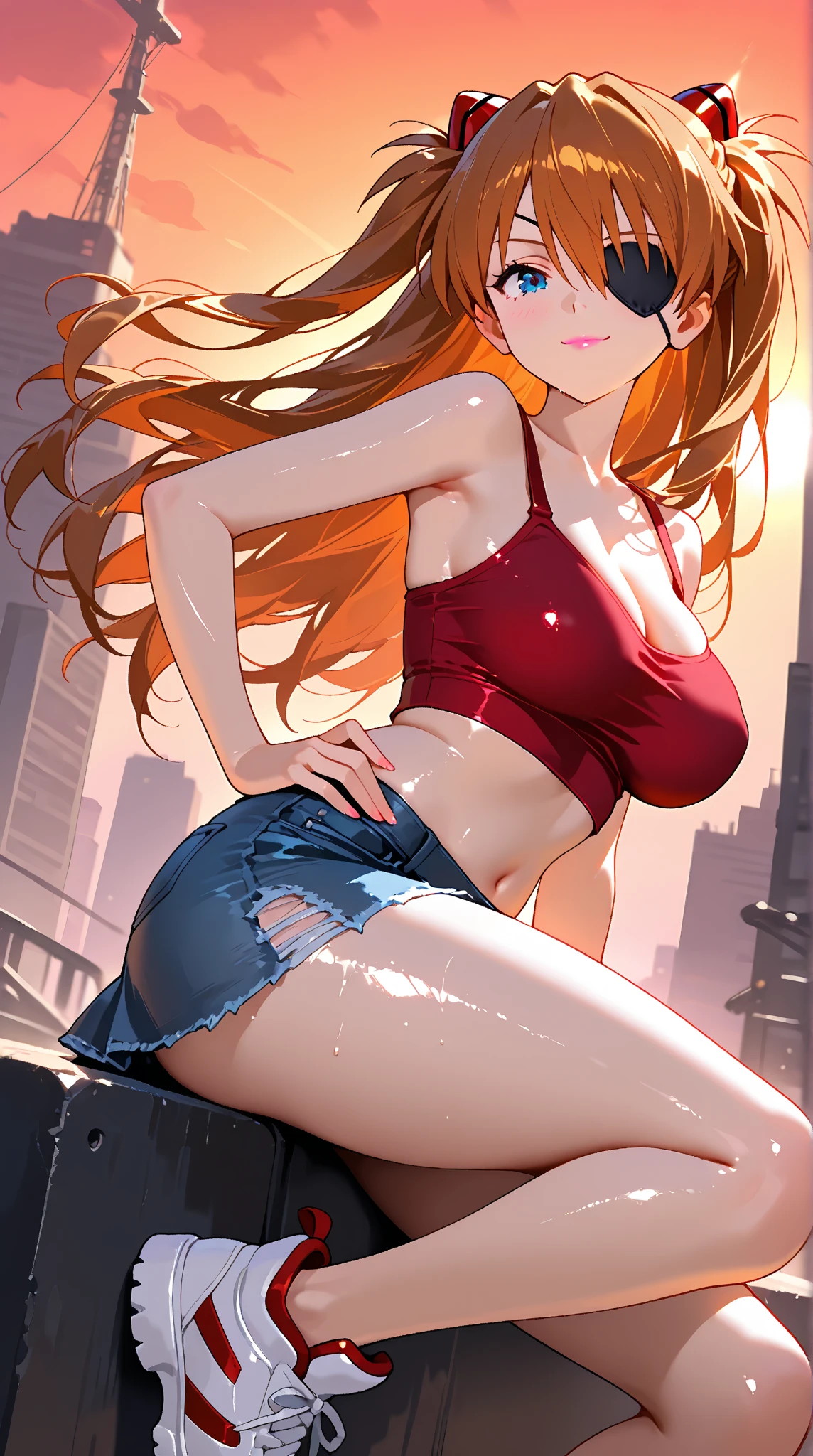(best quality:1.5, highres, UHD, 4K, detailed lighting, shaders), brown wavy hair, gradient hair, cat ears, large breasts,red bra with lace, open white jacket, big butt, big thighs, red longs socks with lace, red panties with lace, mature woman , (pov), white background, colorful eyeshadow, dramatic lighting, sparkling eyes, sensual expression, golden earrings, flowing hair, delicate facial features, soft skin, high cheekbones, urban setting, white background,